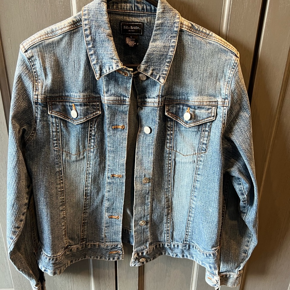 Ladies Bit & Bridle Denim Blue Wash Jacket size L